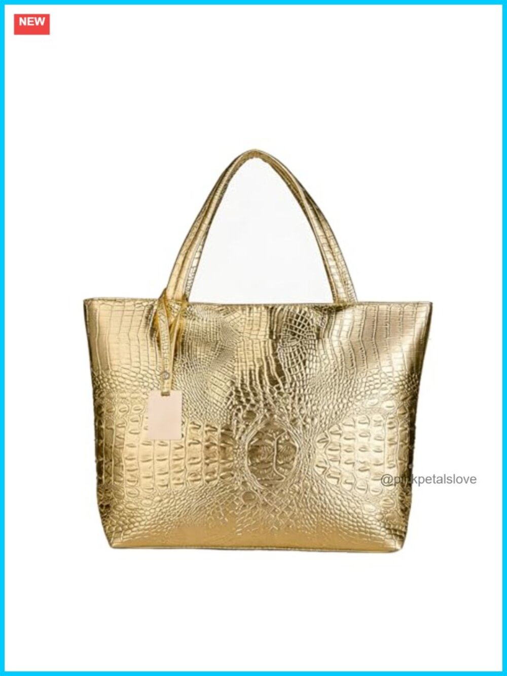 Large Tote Shoulder Handbag Crocodile Faux Leather Satchel Work Bag
